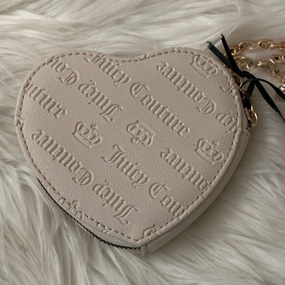 JUICY COUTURE Not Your Babe Heart Zip Around Wristlet in Angel White/Gold - Picture 3 of 4